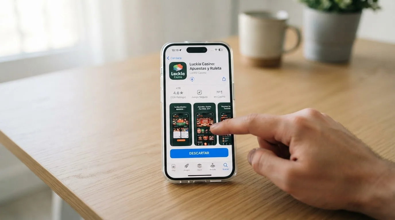Página de la App Store española mostrando la ficha de una app de casino con el botón de descarga y la clasificación por edad