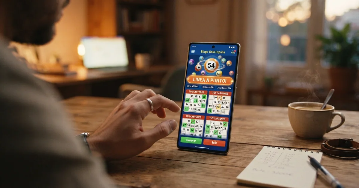 Pantalla de un casino online español con varias salas de bingo activas, cartones virtuales y el bombo digital en marcha