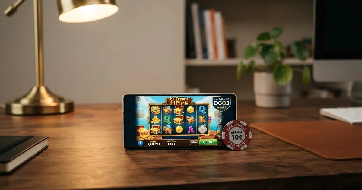 Interfaz de un casino online con licencia DGOJ mostrando el sello de Juego Seguro junto a una selección de tragaperras legales