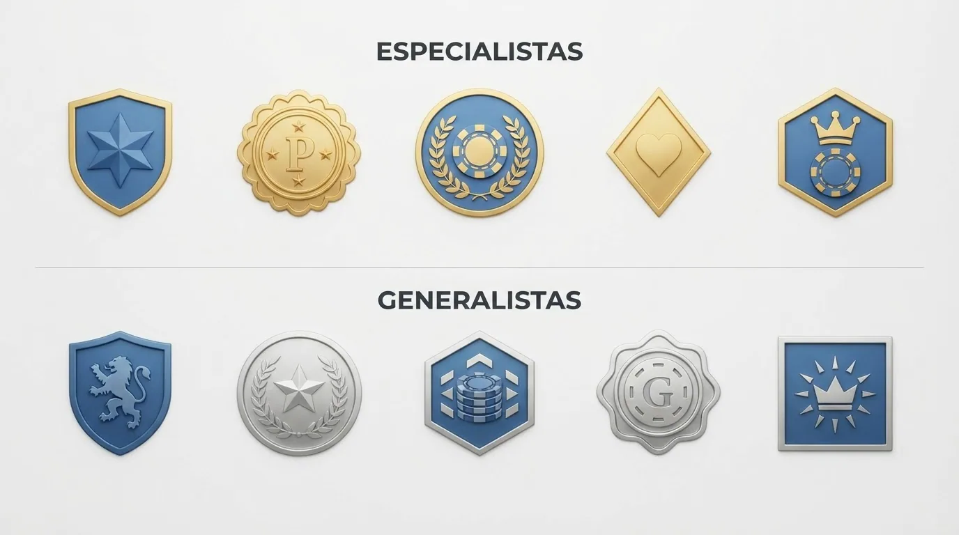 Collage con los logotipos de los diez operadores de bingo online analizados, agrupados por especialistas y generalistas