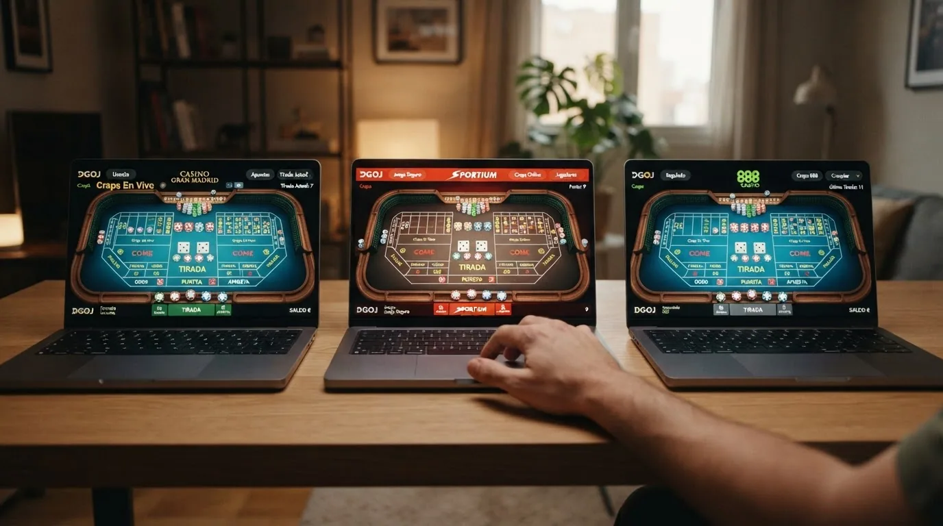Capturas de pantalla de tres casinos online con dominio .es mostrando sus secciones de juegos de mesa