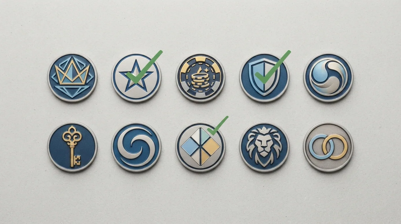 Diez logotipos de operadores con licencia DGOJ ordenados en dos filas, con una marca verde en tres de ellos
