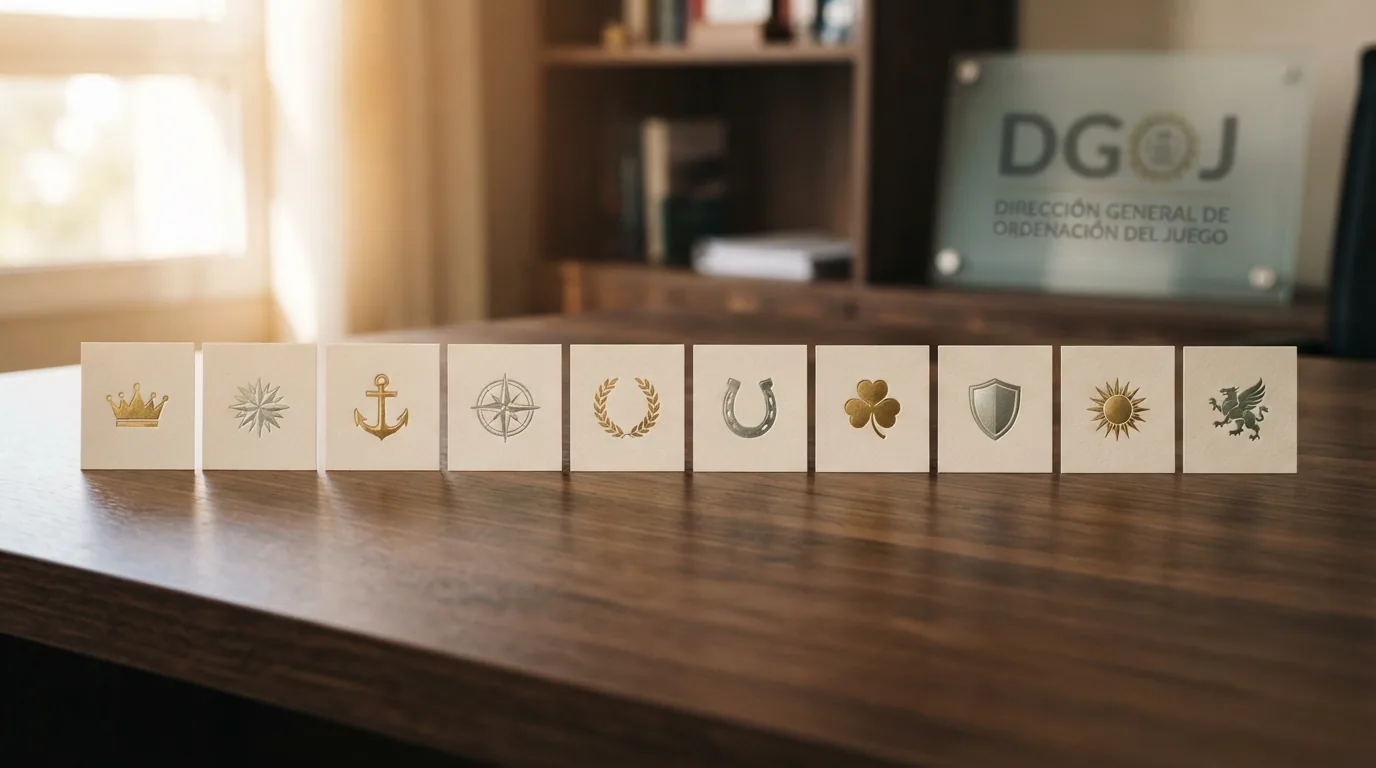 Mosaico con los logotipos de los diez operadores con licencia DGOJ analizados en esta guía alineados bajo el distintivo de juego seguro de la DGOJ