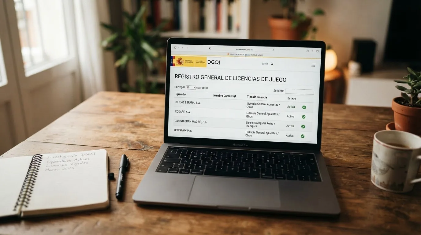 Captura del buscador público de operadores de ordenacionjuego.es con el listado de entidades con licencia activa