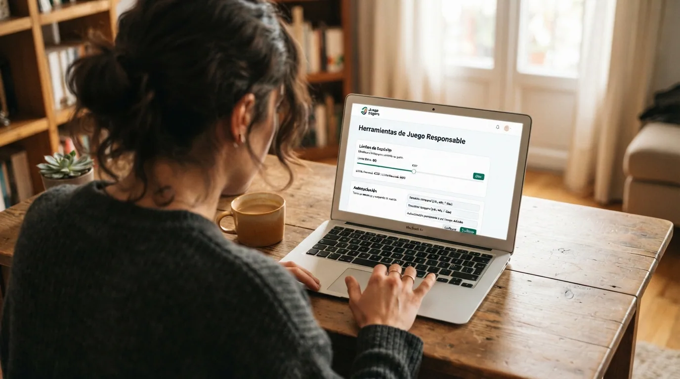 Panel de configuración de límites de depósito y autoexclusión en un casino online español