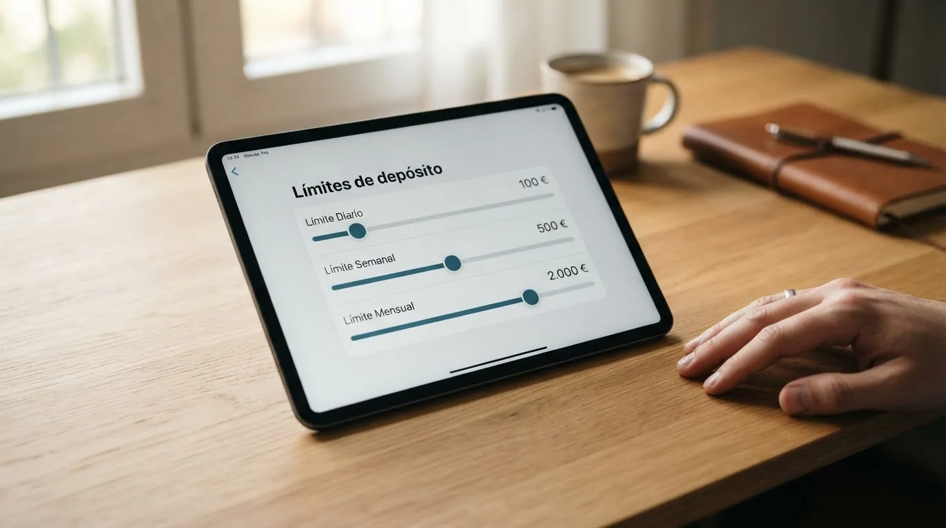Panel de configuración de límites de depósito diario, semanal y mensual dentro de la cuenta de un casino online