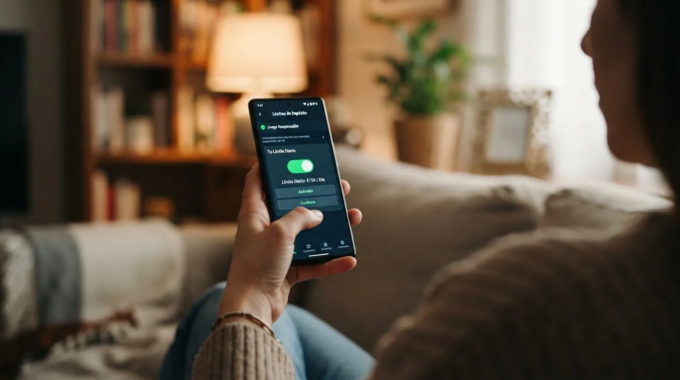 Un móvil con la pantalla de configuración de límites de depósito abierta, con el interruptor en posición activada