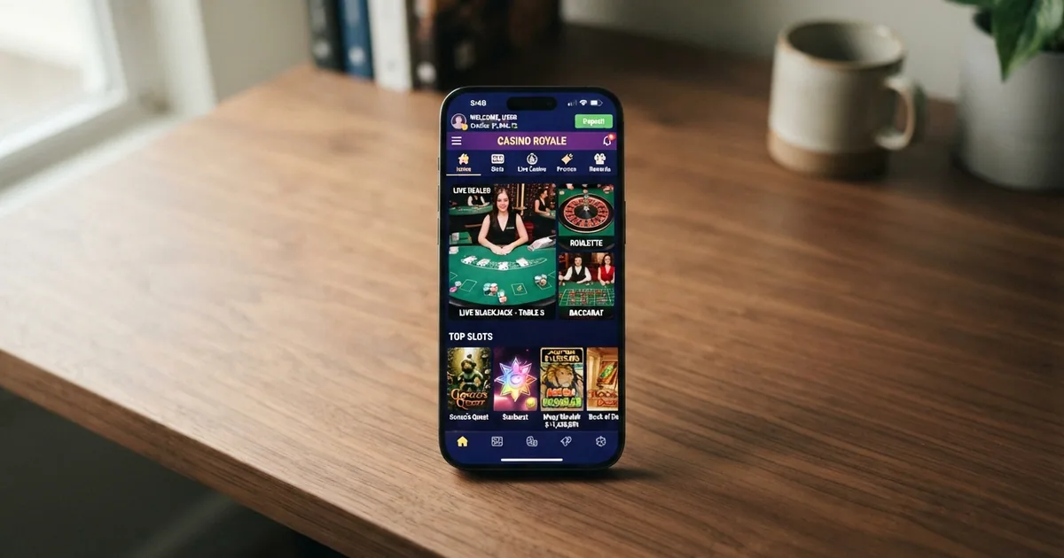 Pantalla de un iPhone mostrando el lobby de un casino online cargado en el navegador Safari