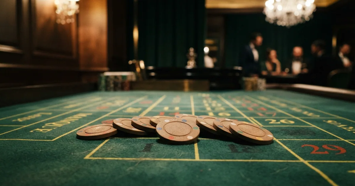 Comparativa visual de los logotipos y fichas de los diez operadores DGOJ analizados, dispuestos sobre un tapete de ruleta con iluminación de sala VIP