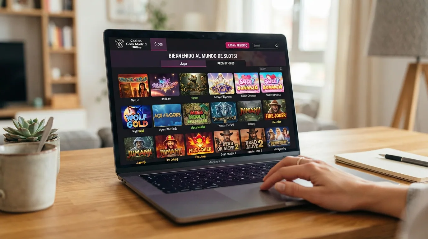 Captura del lobby de tragaperras de Casino Gran Madrid Online con miniaturas de juegos de proveedores como Pragmatic Play, Playtech y Push Gaming visibles en pantalla